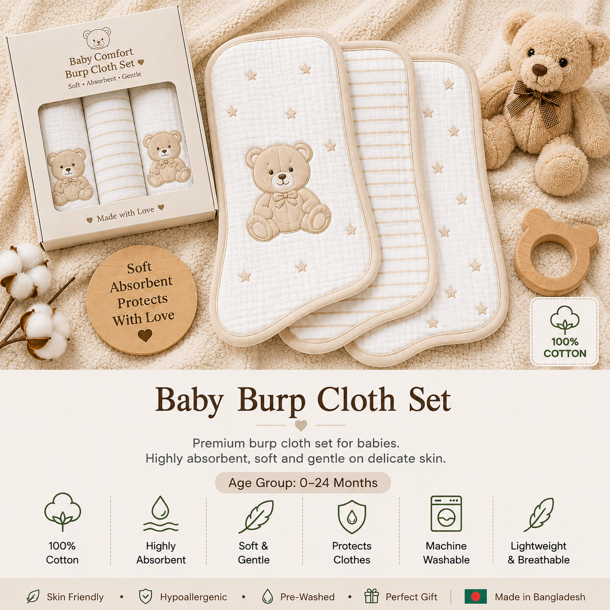 Baby Burp Cloth Set