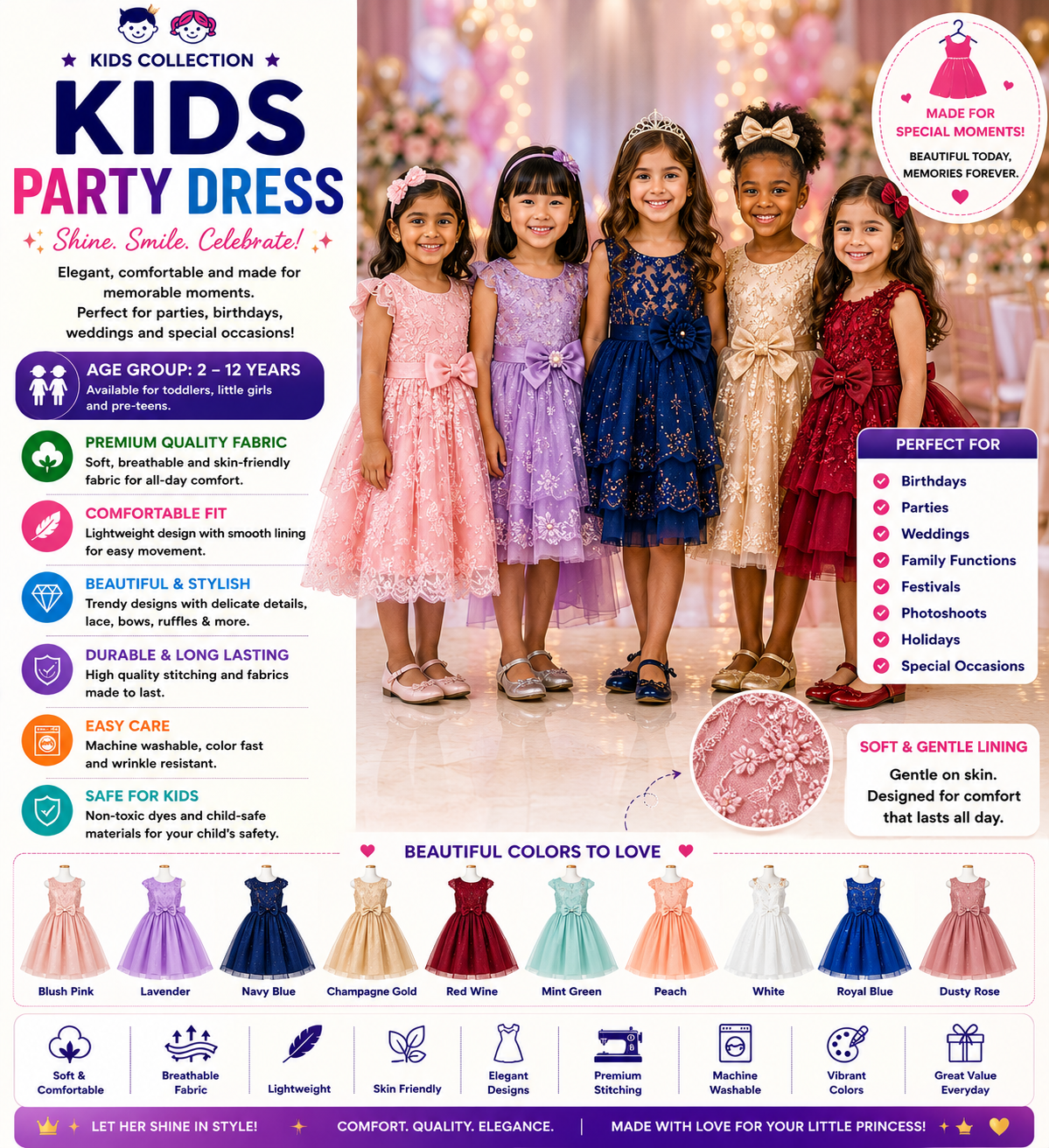 .Kids Party Dress
