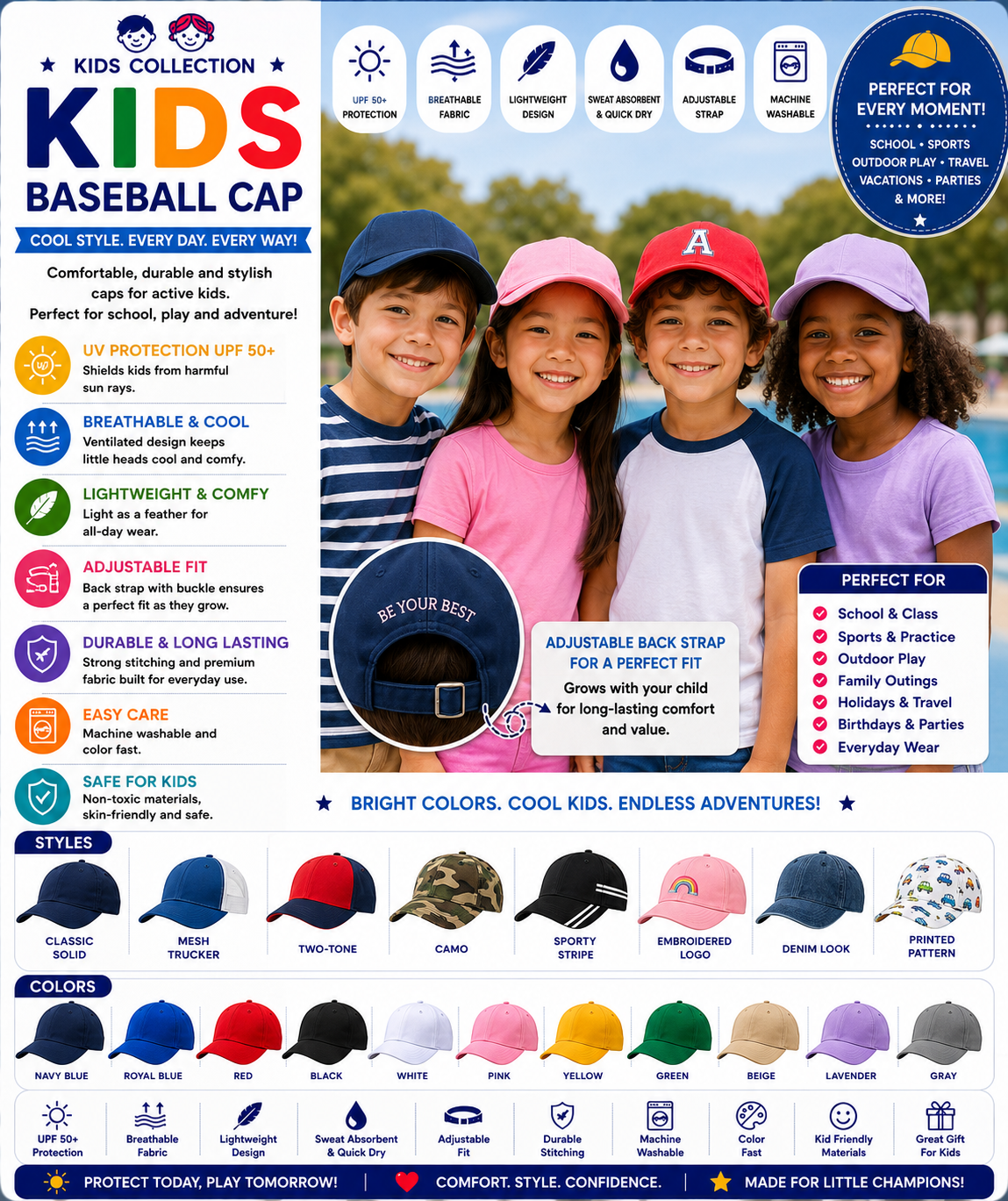 .Kids Baseball Cap
