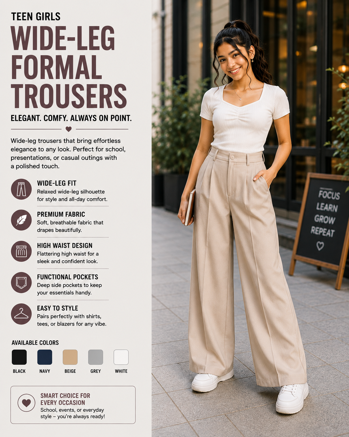 wide leg formal trouser
