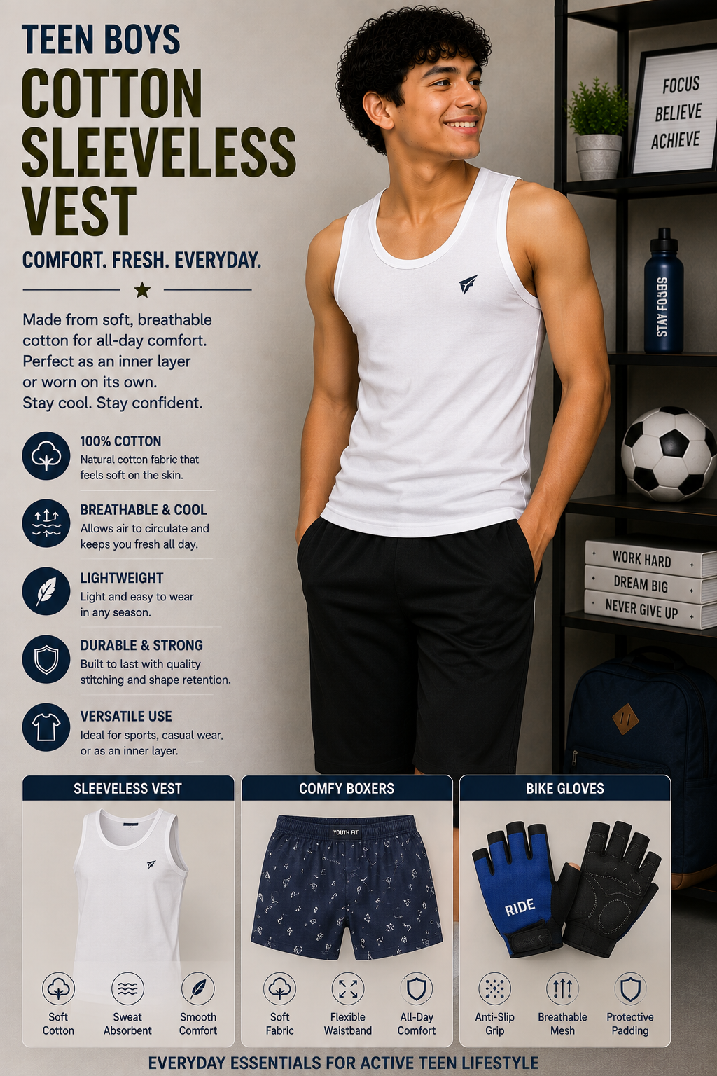 cotton sleeveless vest