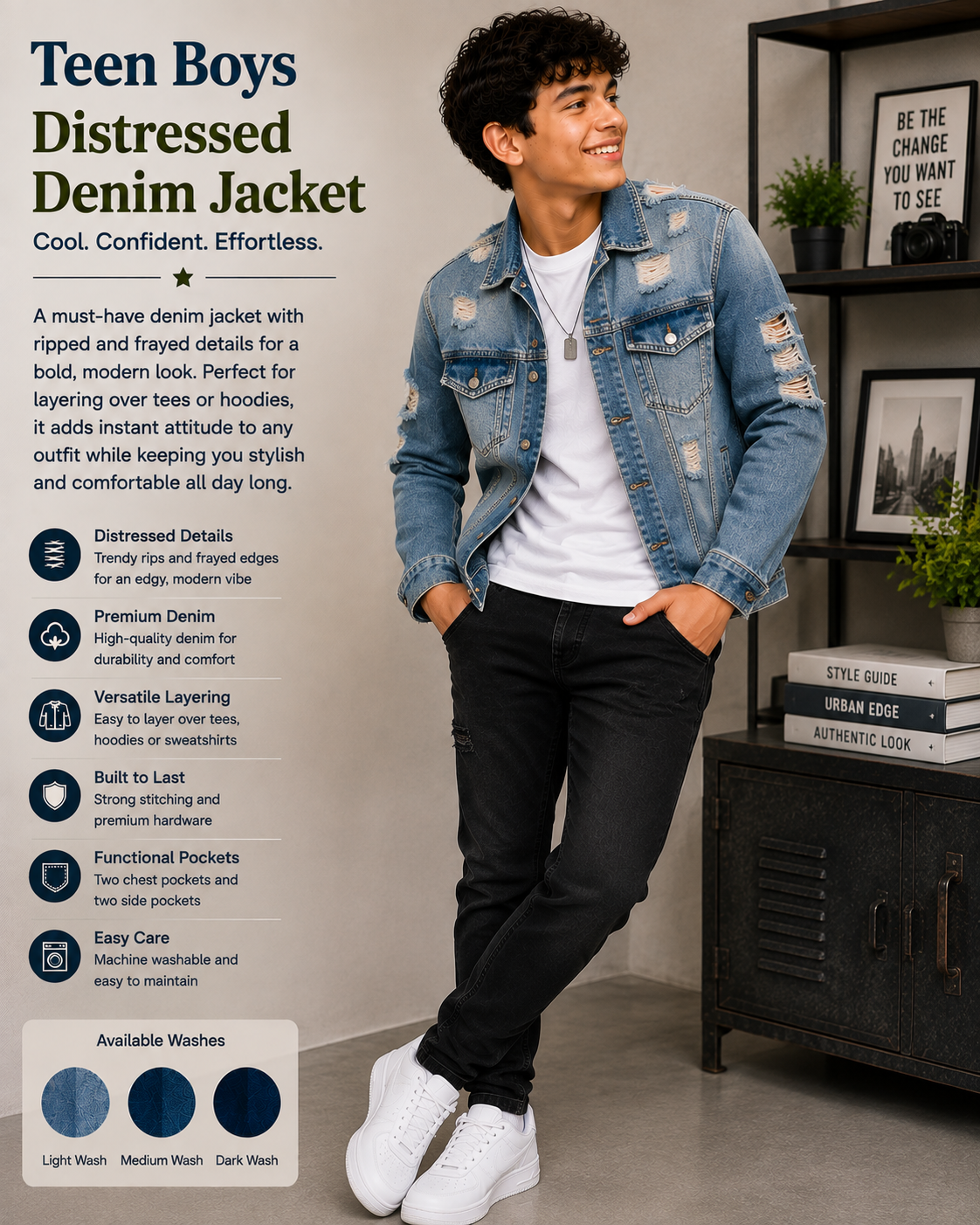 distressed denim jacket