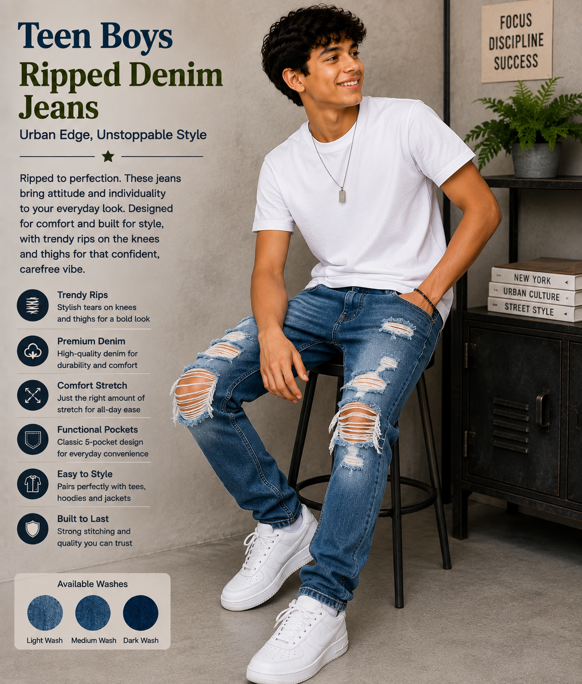 ripped denim jeans