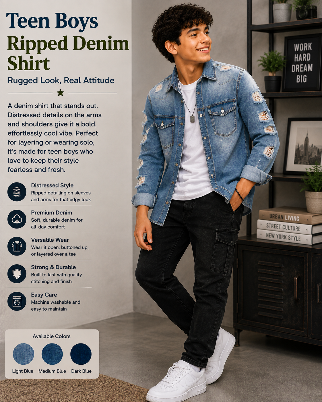 ripped denim shirt