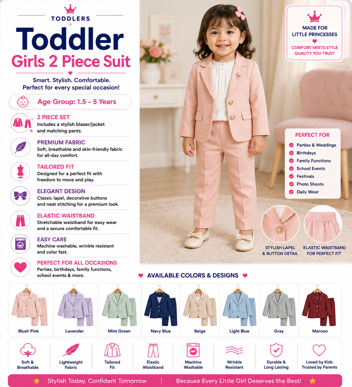 . Toddler Girls 2 piece suit