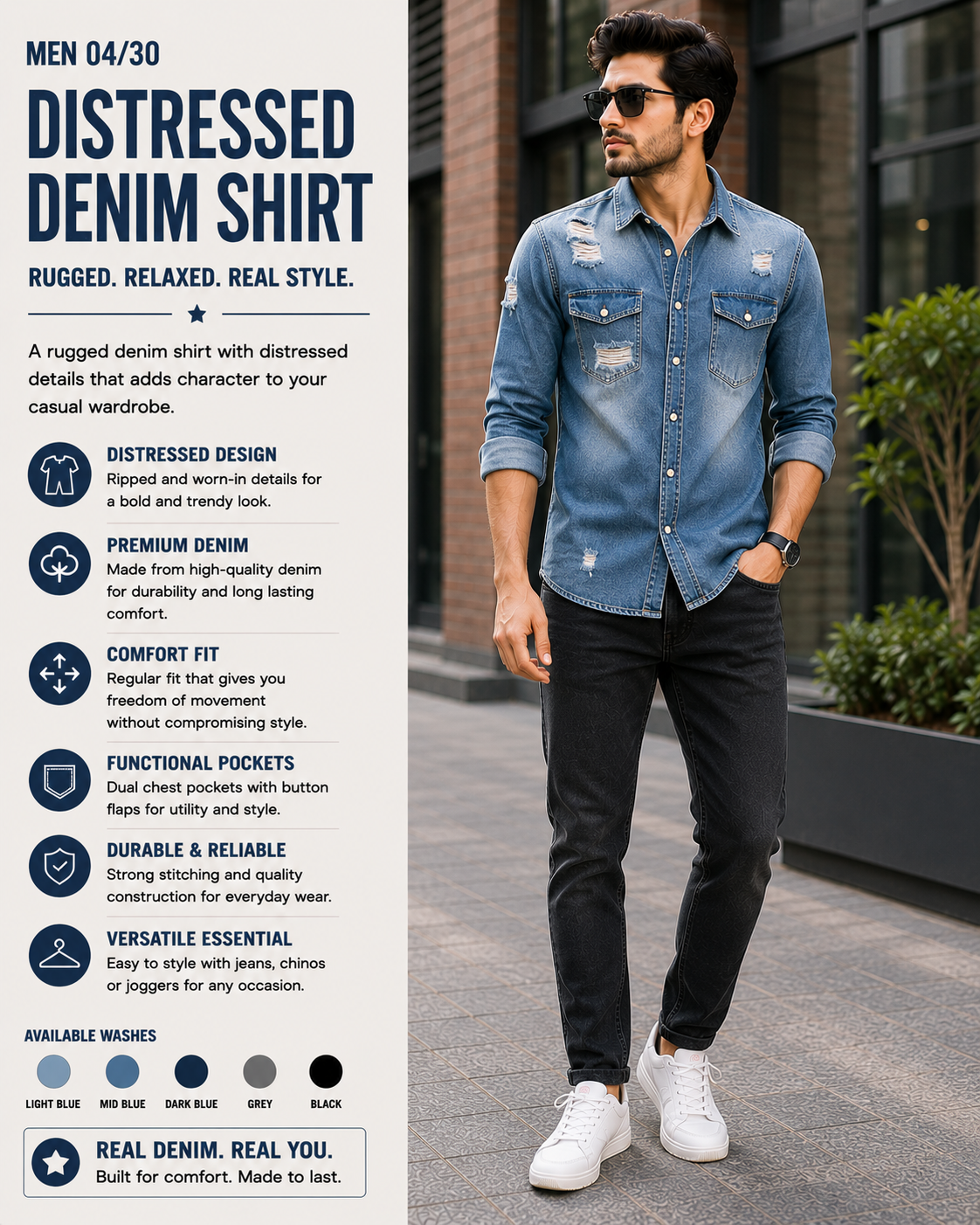 distressed denim shirt