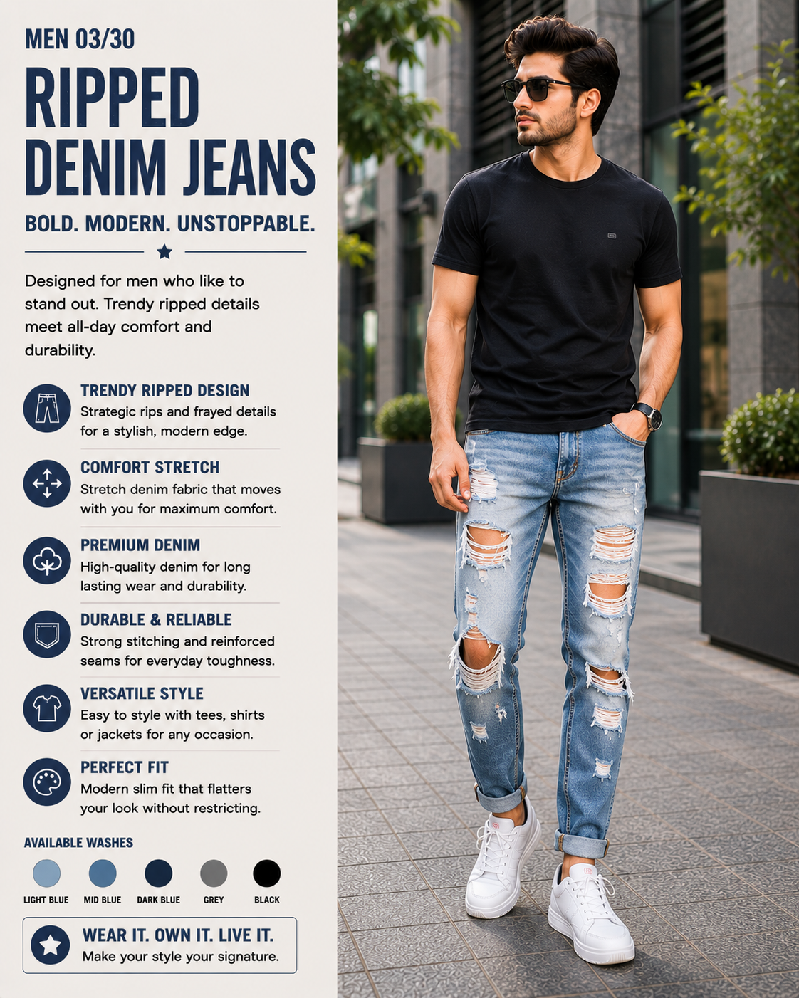ripped denim jeans