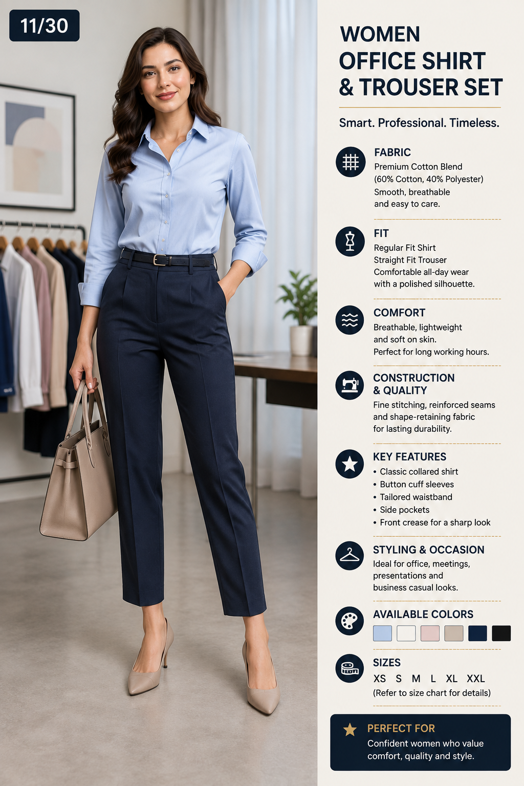 women office shirt trouser set